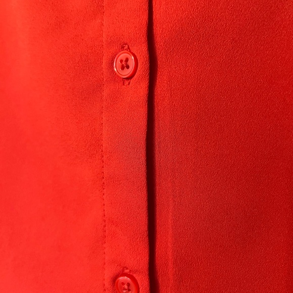 Banana republic button sleeveless orange blouse small polyester v neck - Picture 4 of 9